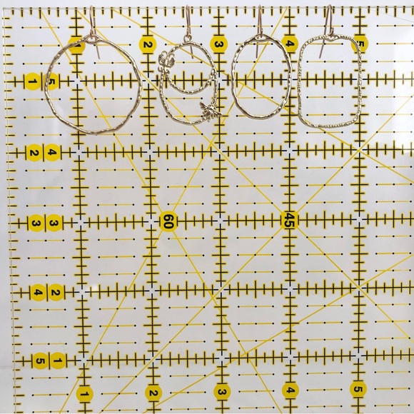 New Textured Dangling Geometric Round Rectangle Hoop Frame Earrings Unique Gifts - Picture 5 of 5